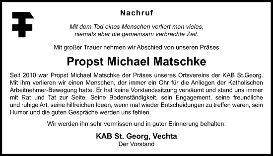 Anzeige von Michael Matschke von OM-Medien