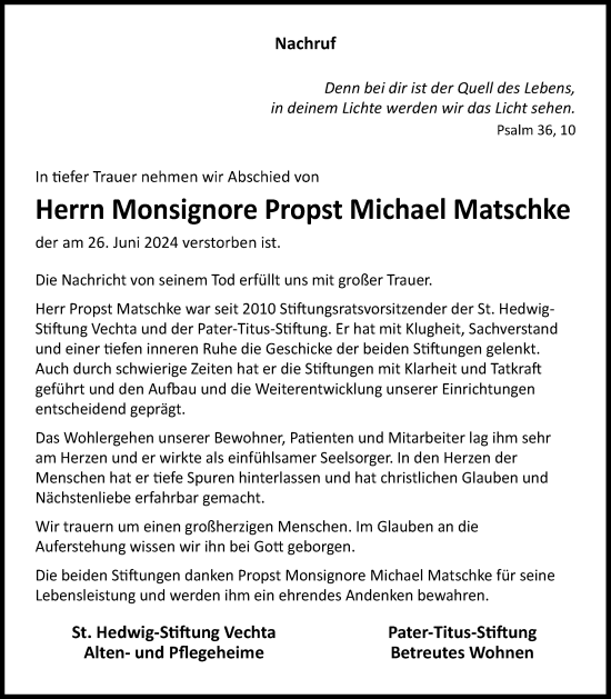 Anzeige von Michael Matschke von OM-Medien