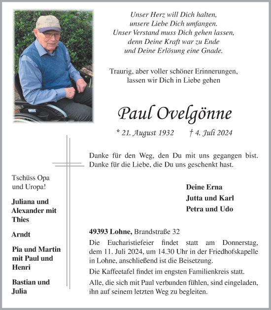 Anzeige von Paul Ovelgönne von OM-Medien