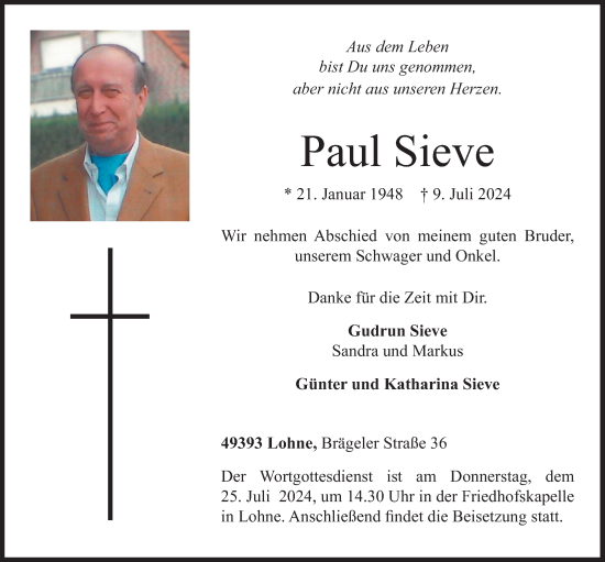 Anzeige von Paul Sieve von OM-Medien