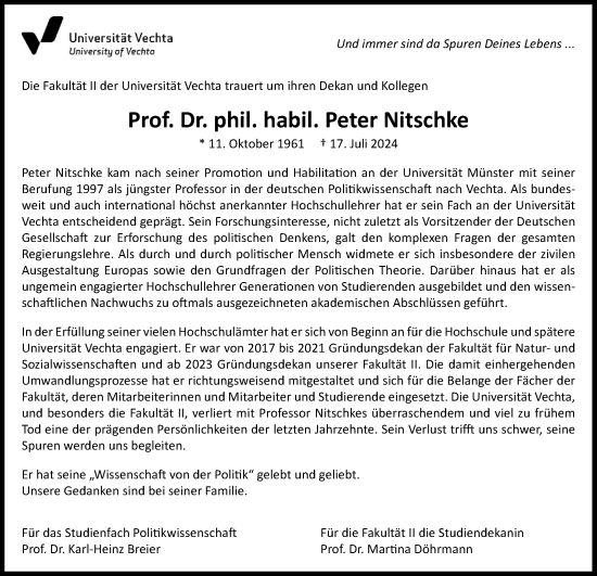 Anzeige von Peter Nitschke von OM-Medien