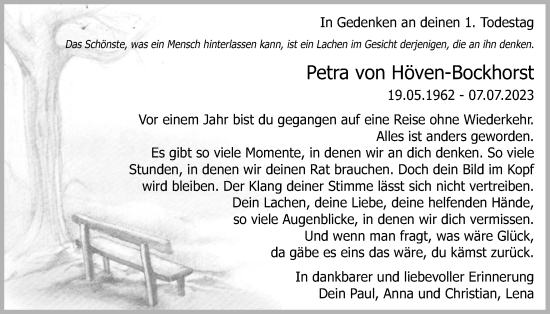 Anzeige von Petra von Höven-Bockhorst von OM-Medien