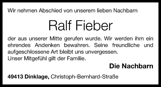Anzeige von Ralf Fieber von OM-Medien