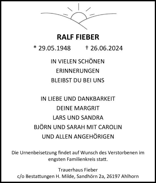 Anzeige von Ralf Fieber von OM-Medien