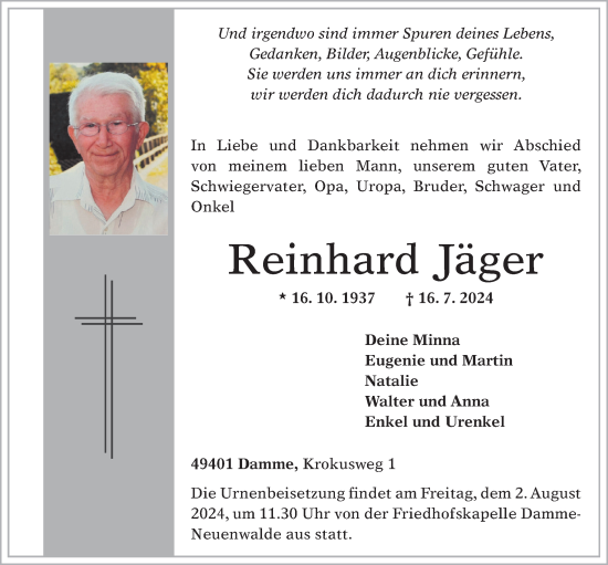 Anzeige von Reinhard Jäger von OM-Medien