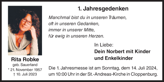 Anzeige von Rita Robke von OM-Medien