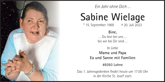 Anzeige von Sabine Wielage von OM-Medien