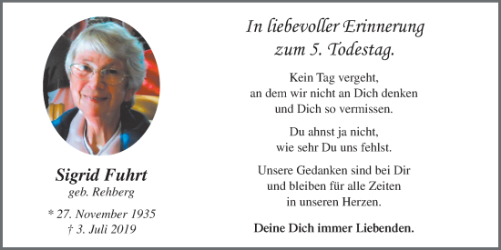 Anzeige von Sigrid Fuhrt von OM-Medien