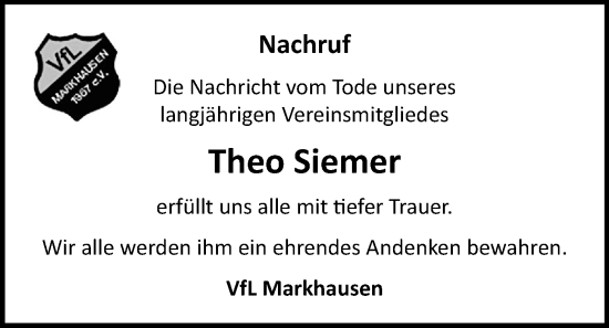 Anzeige von Theo Siemer von OM-Medien
