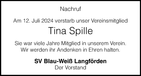 Anzeige von Tina Spille von OM-Medien
