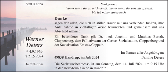 Anzeige von Werner Deters von OM-Medien