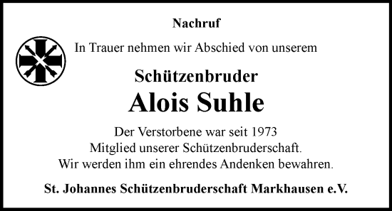 Anzeige von Alois Suhle von OM-Medien