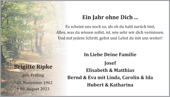 Anzeige von Brigitte Ripke von OM-Medien