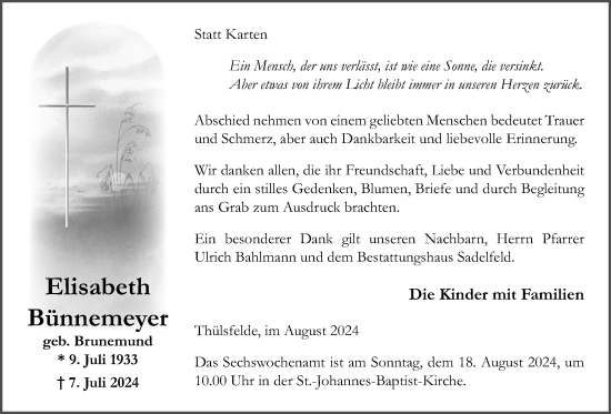 Anzeige von Elisabeth Bünnemeyer von OM-Medien
