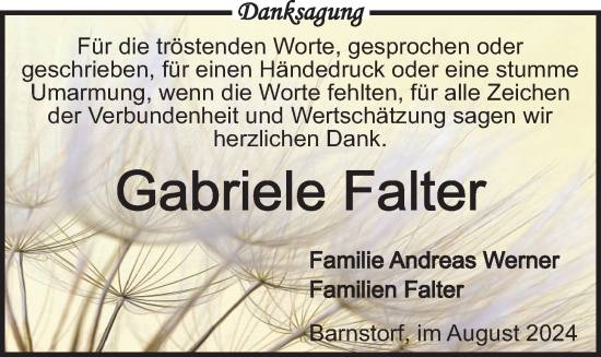 Anzeige von Gabriele Falter von OM-Medien