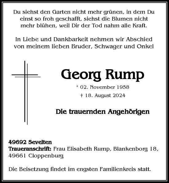 Anzeige von Georg Rump von OM-Medien