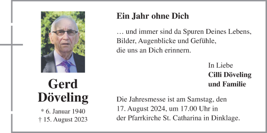 Anzeige von Gerd Döveling von OM-Medien