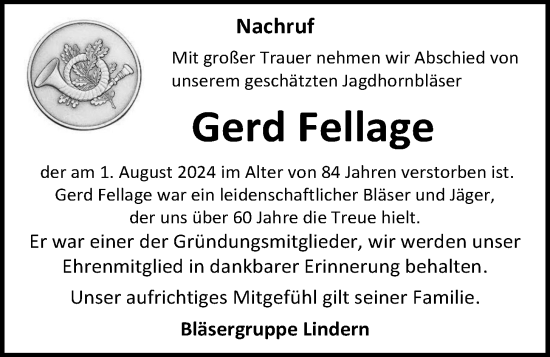 Anzeige von Gerd Fellage von OM-Medien