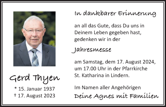 Anzeige von Gerd Thyen von OM-Medien