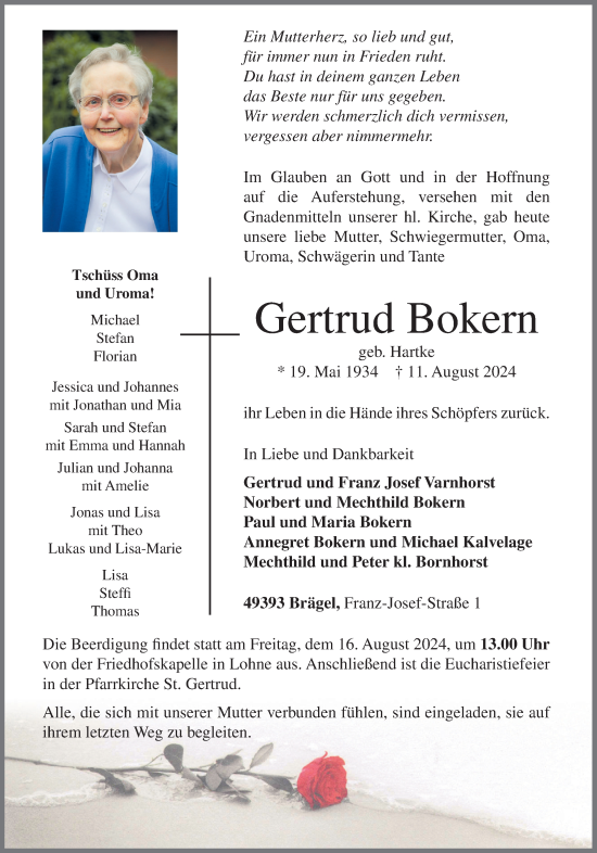 Anzeige von Gertrud Bokern von OM-Medien