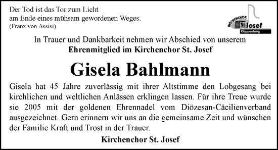 Anzeige von Gisela Bahlmann von OM-Medien