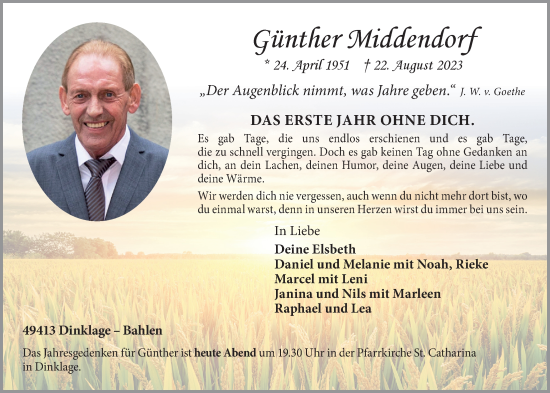 Anzeige von Günther Middendorf von OM-Medien