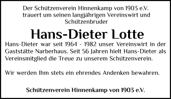 Anzeige von Hans-Dieter Lotte von OM-Medien