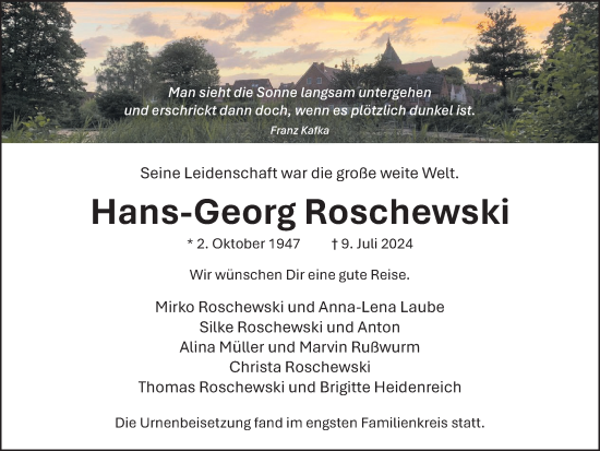 Anzeige von Hans-Georg Roschewski von OM-Medien