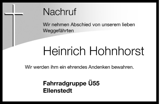 Anzeige von Heinrich Hohnhorst von OM-Medien