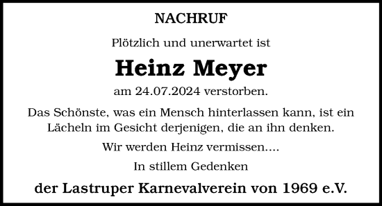 Anzeige von Heinz Meyer von OM-Medien