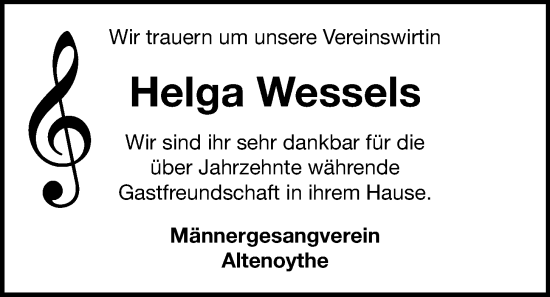 Anzeige von Helga Wessels von OM-Medien