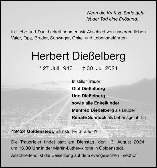 Anzeige von Herbert Dießelberg von OM-Medien