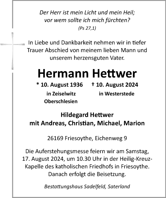 Anzeige von Hermann Hettwer von OM-Medien
