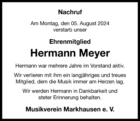 Anzeige von Hermann Meyer von OM-Medien