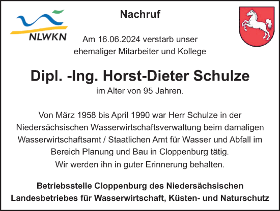 Anzeige von Horst-Dieter Schulze von OM-Medien