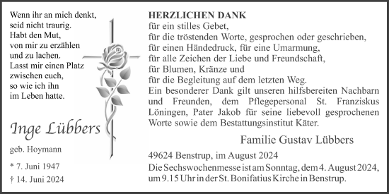 Anzeige von Inge Lübbers von OM-Medien