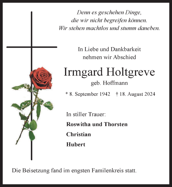 Anzeige von Irmgard Holtgreve von OM-Medien