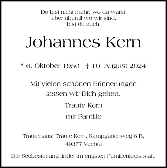 Anzeige von Johannes Kern von OM-Medien