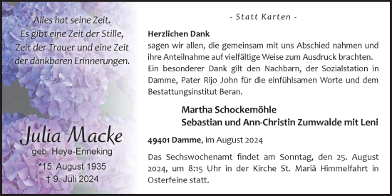 Anzeige von Julia Macke von OM-Medien