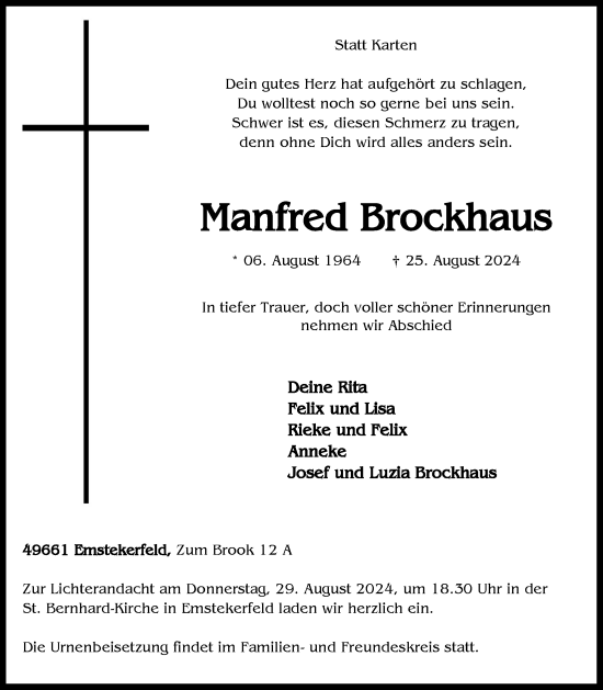 Anzeige von Manfred Brockhaus von OM-Medien