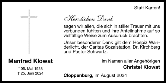 Anzeige von Manfred Klowat von OM-Medien