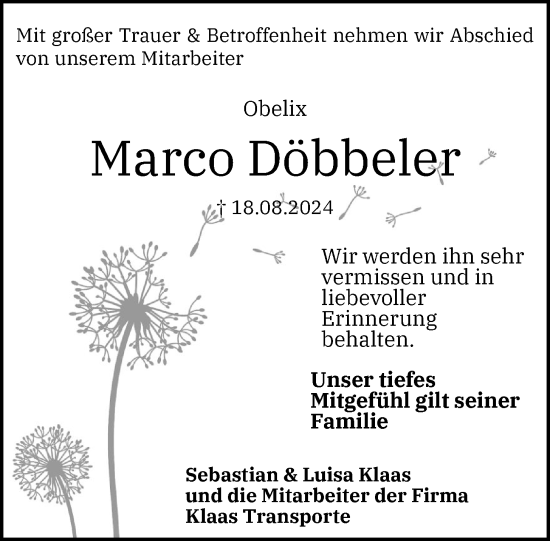 Anzeige von Marco Döbbeler von OM-Medien