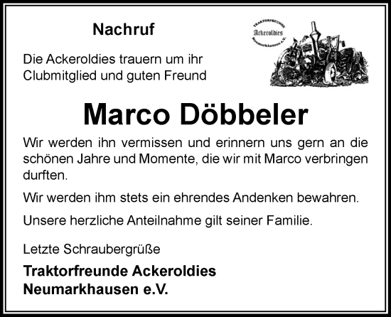 Anzeige von Marco Döbbeler von OM-Medien