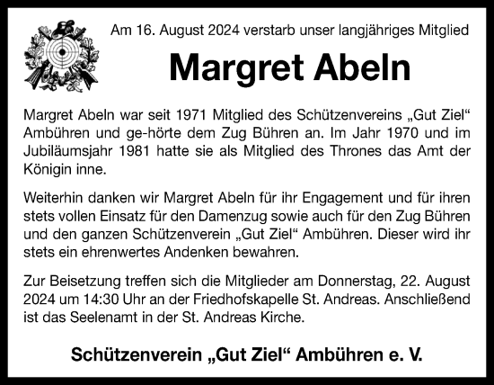 Anzeige von Margret Abeln von OM-Medien