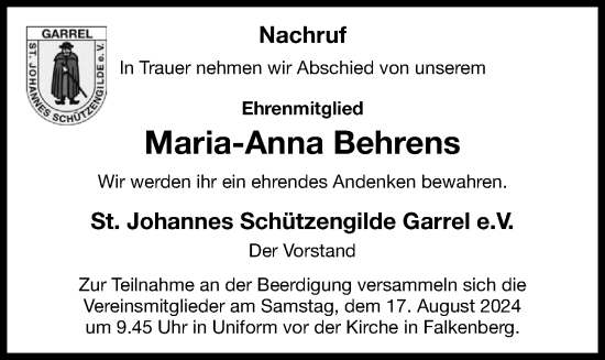 Anzeige von Maria-Anna Behrens von OM-Medien