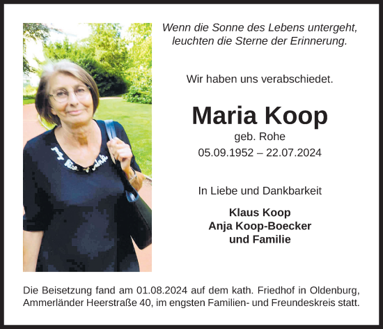 Anzeige von Maria Koop von OM-Medien