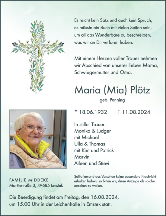 Anzeige von Maria Plötz von OM-Medien