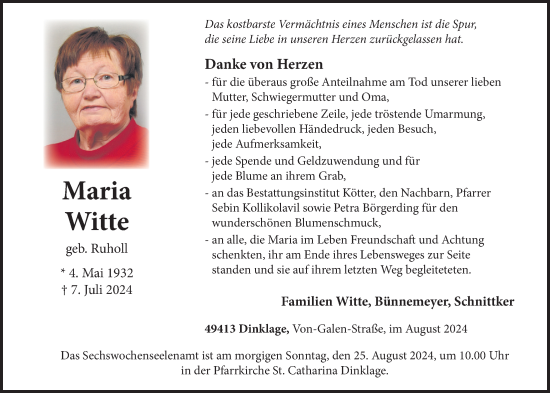 Anzeige von Maria Witte von OM-Medien