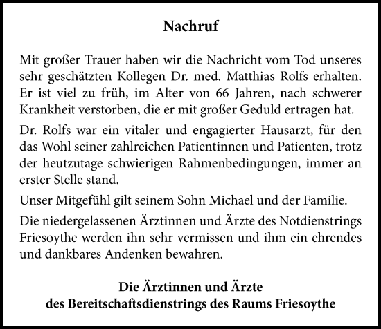 Anzeige von Matthias Rolfs von OM-Medien