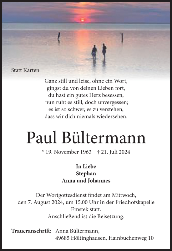 Anzeige von Paul Bültermann von OM-Medien